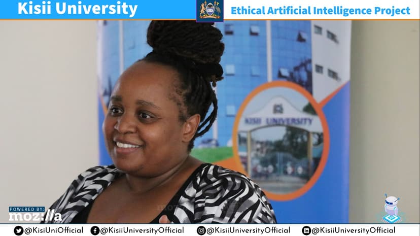 Dr. Chao Mbogho, Kenya Senior Fellow of the Mozilla Responsible Computing Challenge engage with groups operating the RCC project in the University